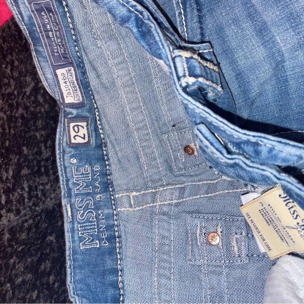MISS ME Light Blue Straight Leg Capri Jeans - Picture 4 of 5